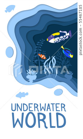 Underwater world design with coral reef fishes Underwater world design with coral reef fishes 55467185
