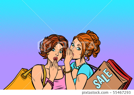two women gossip women customers 55467293