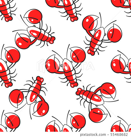 Seamless Pattern Of Lobsters. Red Crayfish. Seamless Pattern Of Lobsters. Red Crayfish. 55468682