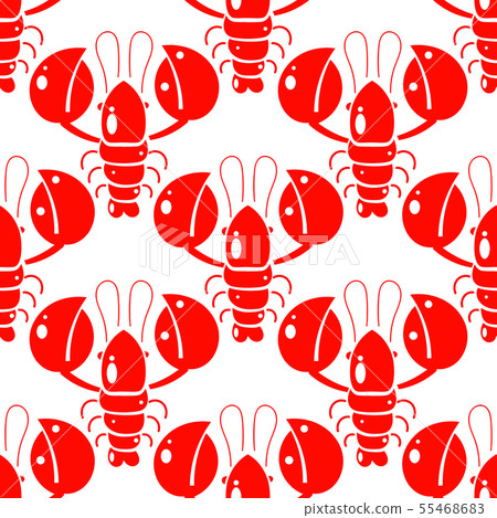 Seamless Pattern Of Lobsters. Red Crayfish. 55468683