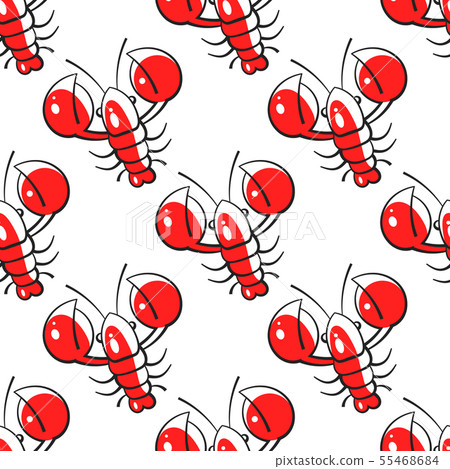 Seamless Pattern Of Lobsters. Red Crayfish. 55468684