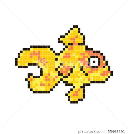 Goldfish, Pixel Art Symbol Isolated On White Goldfish, Pixel Art Symbol Isolated On White 55468691