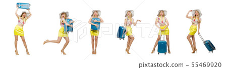 Travel vacation concept with luggage on white 55469920