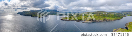Aerial view of Teelin Bay in County Donegal on the Wild Atlantic Way in Ireland 55471146