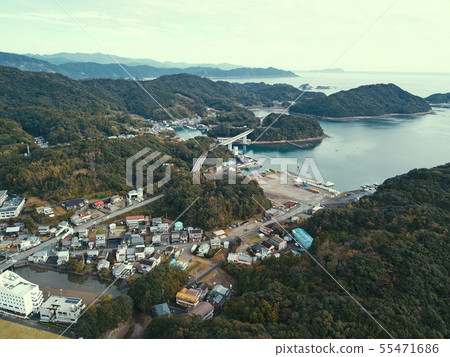 Aerial view of the sea station Toyocho coastline Aerial view of the sea station Toyocho coastline 55471686