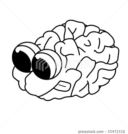cute purposeful cartoon brain. Isolated outline stock vector illustration cute purposeful cartoon brain. Isolated outline stock vector illustration 55472318