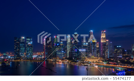 Singapore cityscape magic hour Singapore cityscape magic hour 55474177