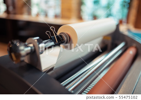Close up of big printing machine standing in the printing office Close up of big printing machine standing in the printing office 55475102