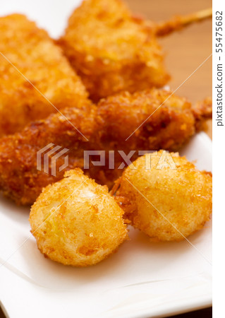 Assorted salmon cutlet (fried salmon). 55475682