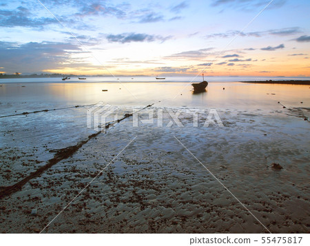 Fishing boat in the sea at sunrise Fishing boat in the sea at sunrise 55475817