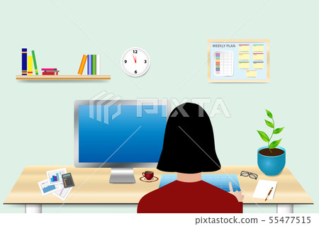 Workplace in office vector concept 55477515