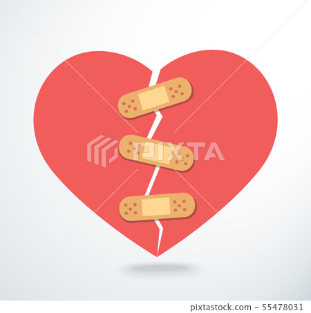 sticking plaster on broken heart icon vector 55478031