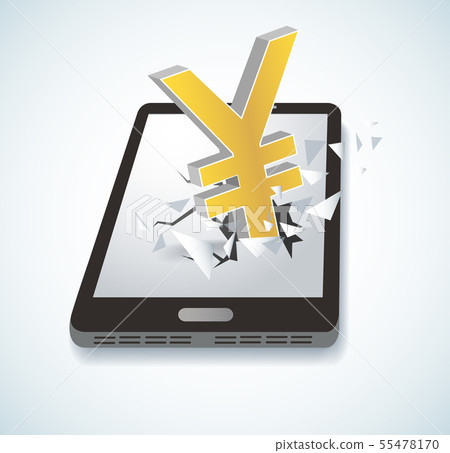 Yen Dollar icon Breaking through screen smartphone 55478170