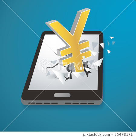 Yen Dollar icon Breaking through screen smartphone 55478171