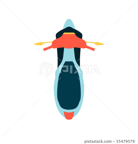 Motorcycle with a windshield and top viewn flat vector illustration isolated. Motorcycle with a windshield and top viewn flat vector illustration isolated. 55479579