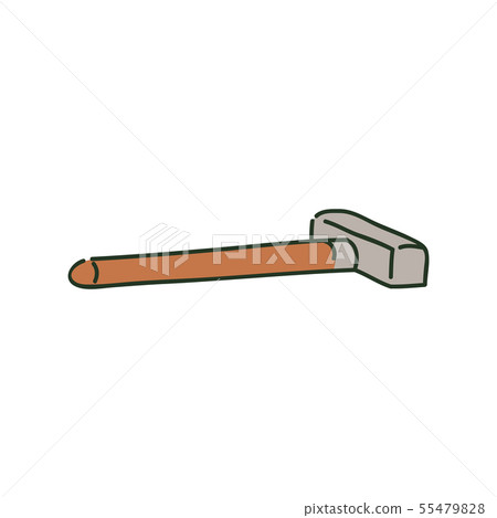 Lying metal sledgehammer on wooden handle sketch style Lying metal sledgehammer on wooden handle sketch style 55479828