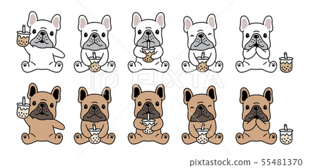 dog vector french bulldog icon Boba tea bubble 55481370