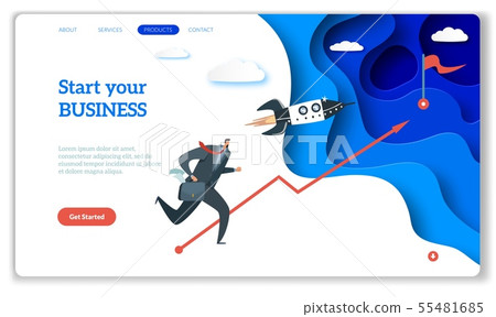 Startup landing. Web page or website for easy start up strategy creative project and internet 55481685
