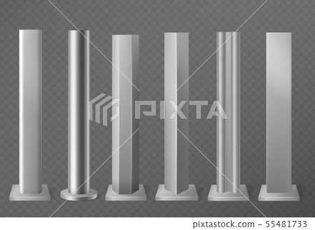 Metal poles. Metalic pillars for urban advertising sign and billboard. Polish steel columns in 55481733