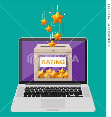 Rating box on laptop screen. Rating box on laptop screen. 55482133