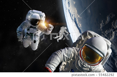 Concept of conquering the universe by the human race. Elements of this image furnished by NASA 55482292