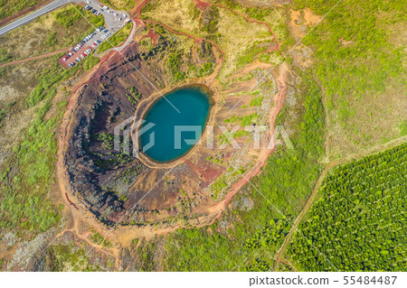Kerid crater lake in the Golden Circle, Southern 55484487