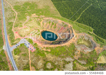 Kerid crater lake in the Golden Circle, Southern 55484488