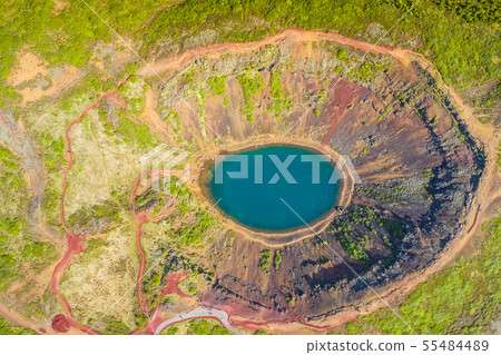 Kerid crater lake in the Golden Circle, Southern 55484489