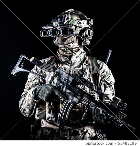 Marine rider with rifle and night vision goggles Marine rider with rifle and night vision goggles 55485199