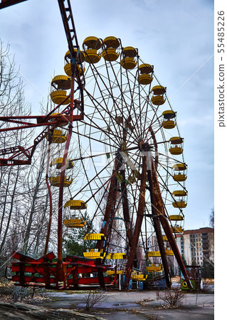 Old ferris wheel in the ghost town of Pripyat. Consequences of the accident at the Chernobil nuclear 55485226