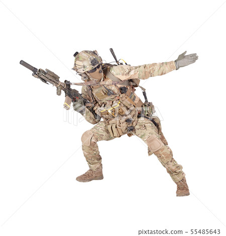 Army soldier going in attack isolated studio shoot Army soldier going in attack isolated studio shoot 55485643