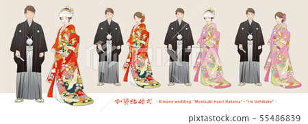 Vector Illustration Set Japanese Kimono Hakama Stock Vector