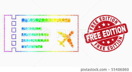 Vector Bright Dot Airticket Icon and Scratched Free Edition Stamp Seal 55486860