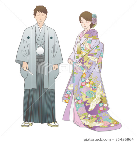 A couple who give a divine wedding. Embroidered Haori rattan and color clasps (yose). A couple who give a divine wedding. Embroidered Haori rattan and color clasps (yose). 55486964