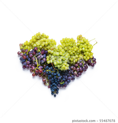 Branches green and blue grapes isolated on white Branches green and blue grapes isolated on white 55487078