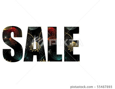 The inscription sale with gray tropical leaves.  55487893