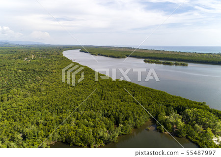 Aerial view drone shot of beautiful natural Aerial view drone shot of beautiful natural 55487997