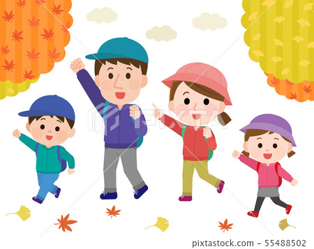 家庭秋天山遠足例證03 55488502