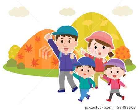 家庭秋天山遠足例證02 55488503