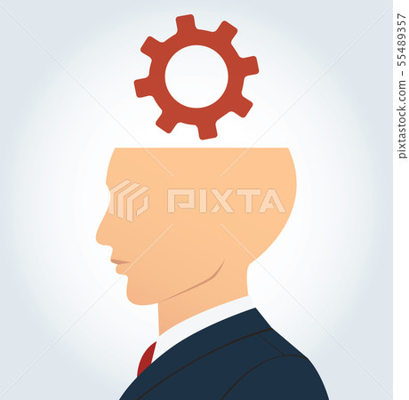 side businessman head with gears icon vector - Stock Illustration ...