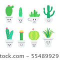 Set of cute cartoon cacti characters 55489929
