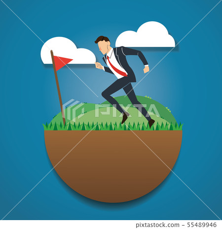 running businessman on the green field 55489946