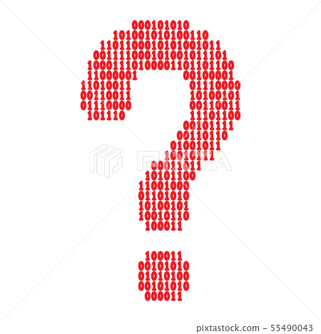 Binary code question mark. 55490043