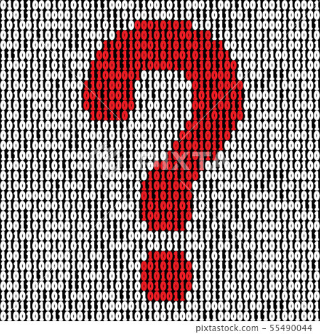 Binary code question mark. 55490044