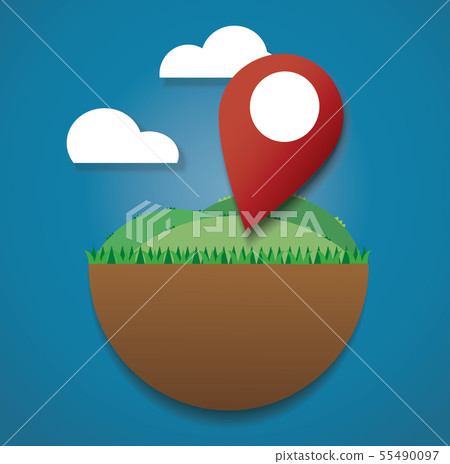 Location icon on the green field 55490097