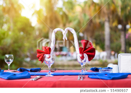 A beautifully laid table for honeymooners at the h 55490937