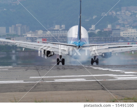 Jetliner landing at Osaka International Airport 55491100
