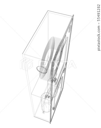 Firefighter tool in fire hose cabinet. Vector Firefighter tool in fire hose cabinet. Vector 55491282