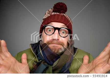Portrait of confused mature man Portrait of confused mature man 55491914