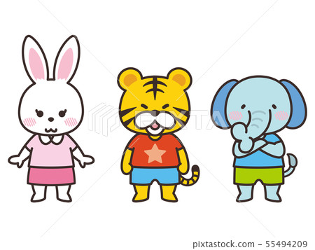 Animal characters rabbit, tiger, elephant 55494209